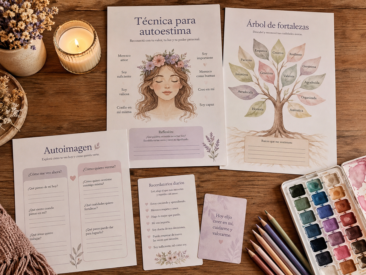 Técnica para autoestima: árbol de fortalezas, autoimagen y recordatorios diarios